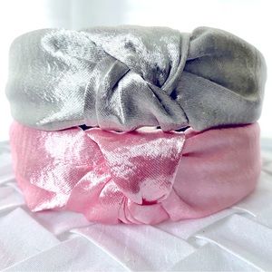 Set of 2 Silver & Pink Knot Headbands Dressy Hair Bands